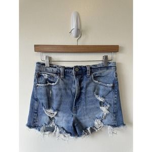 Abercrombie & Fitch The Mom Short High Rise Medium Wash Distressed Size 25 0